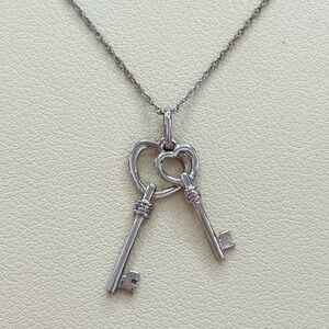 Sterling silver heart keys necklace